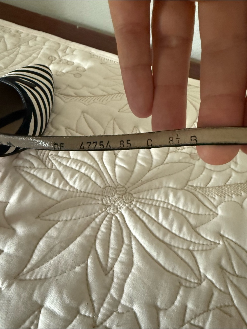 Salvatore Ferragamo Women's Black and White Striped Slingback heels - Picture 6 of 6